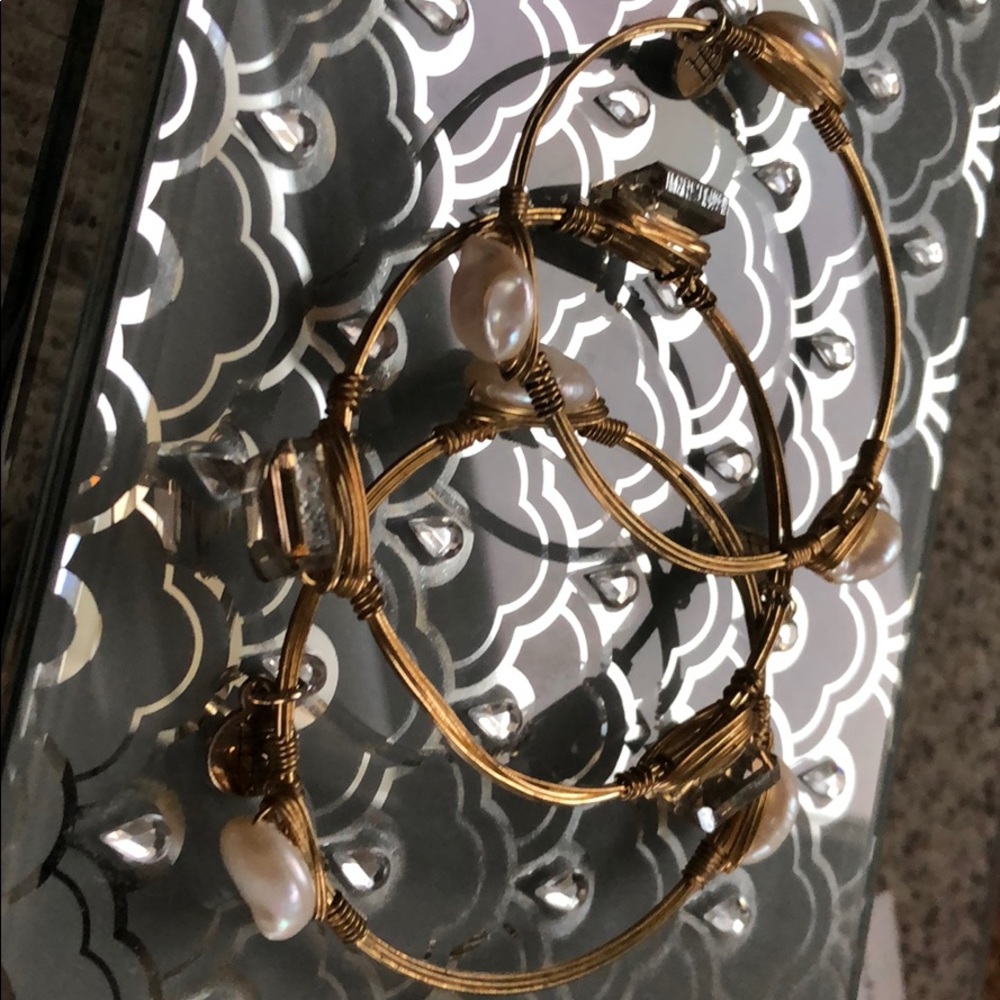 Trio of Mother of Pearl and topaz bracelets